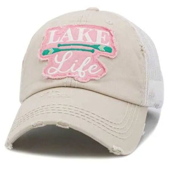 2/$30 Cream Ladies Lake Life Trucker Cap - Picture 2 of 7